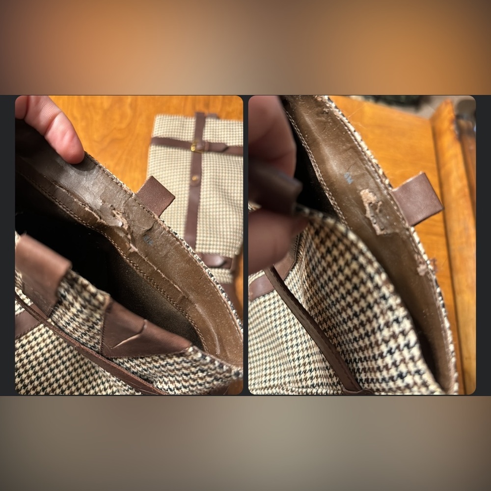 Tommy Hilfiger Frita Brown Leather Houndstooth High Block Heels Tall Boots 8 - Picture 9 of 15